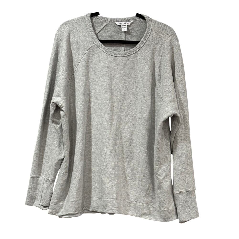 Athleta 1166 Tencel Raglan Thumbhole Sweatshirt Gray Long Sleeve Top Women’s 1X